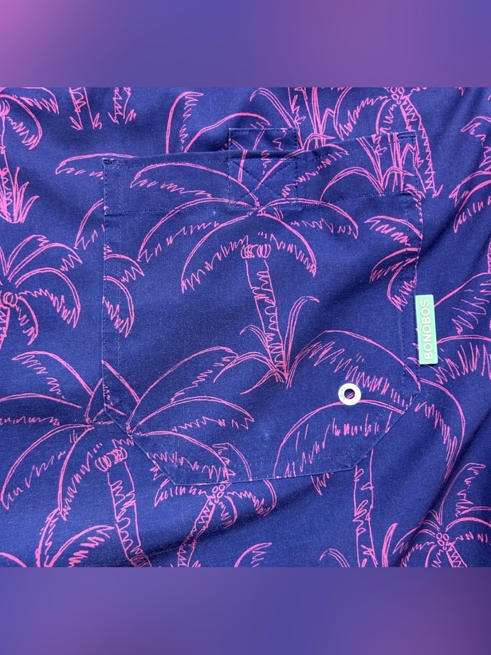 🌴 Bonobos Navy Blue Swim Trunks with Pink Palm Print - Size Medium - Picture 6 of 9